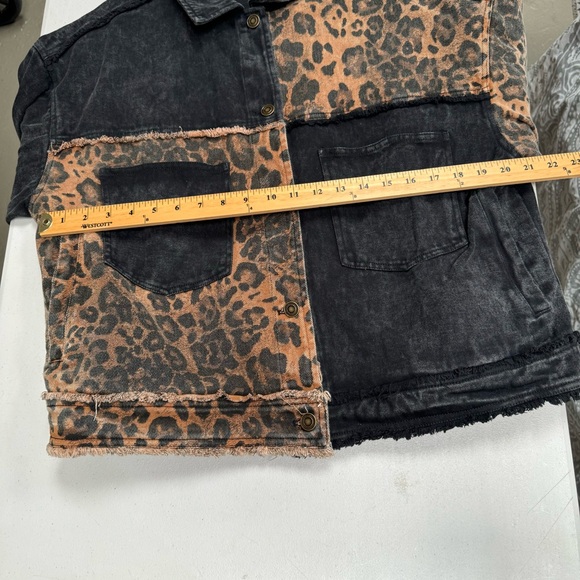 Oli&Hali jean jacket black leopard pathwork denim distressed medium SP213 - Picture 12 of 15